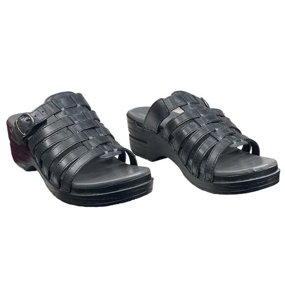 Dansko Women's Marion Black Leather Slip On Sandal Size 37 US 6.5/7 - Picture 5 of 11